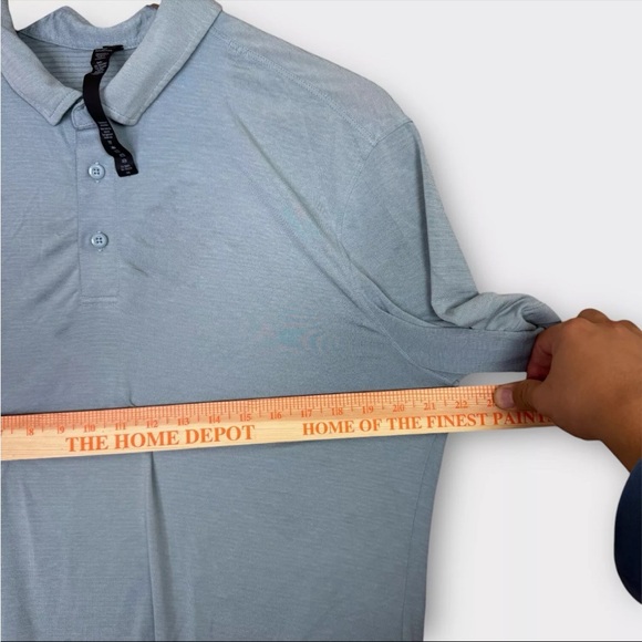 Lululemon Evolution Polo Shirt Mens Size L Blue Performance Wicking - Picture 8 of 11